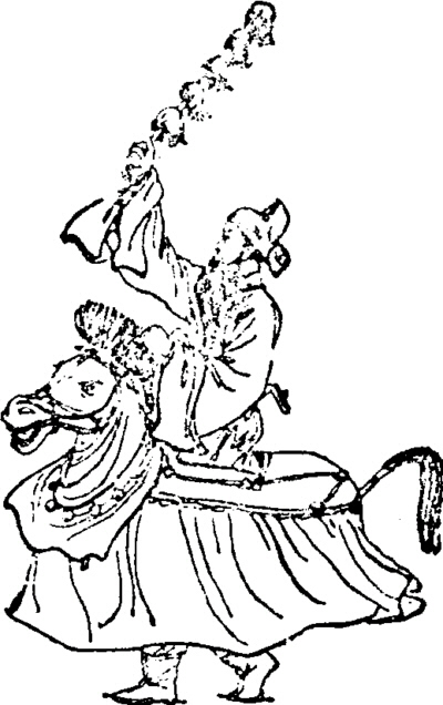 图35 竹马《狮舞》在三国时已见记载,唐朝有过《五方狮子舞》.