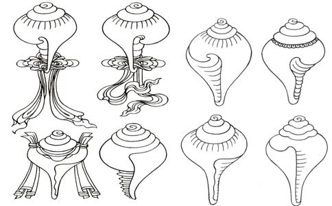 右旋白螺是古印度战神的器物,巨大的海螺号宣告人们在战斗中表现出的